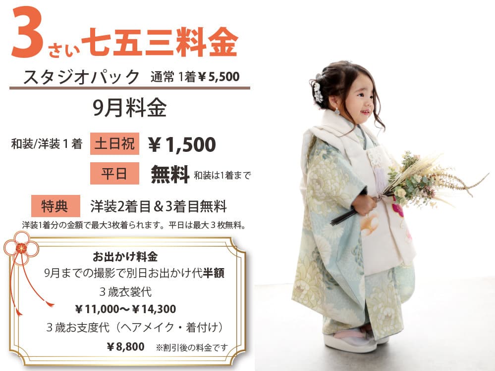 ７５３の３歳料金