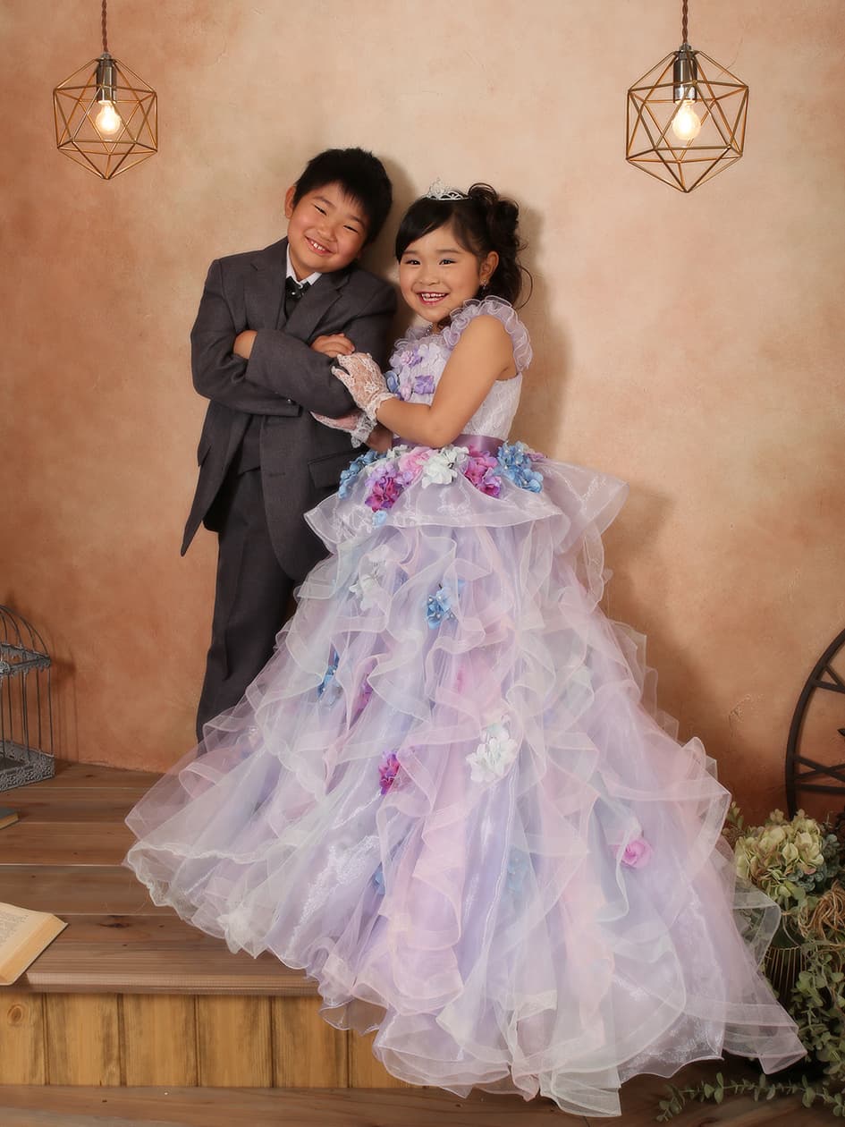 七五三・7歳女の子・ドレス・きょうだい