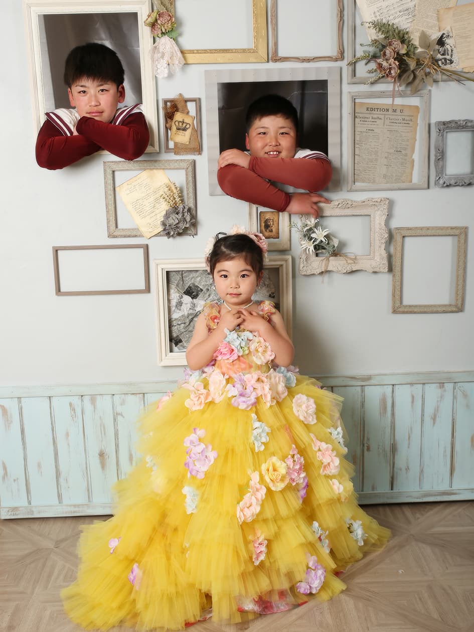 七五三・3歳女の子・ドレス・きょうだい撮影