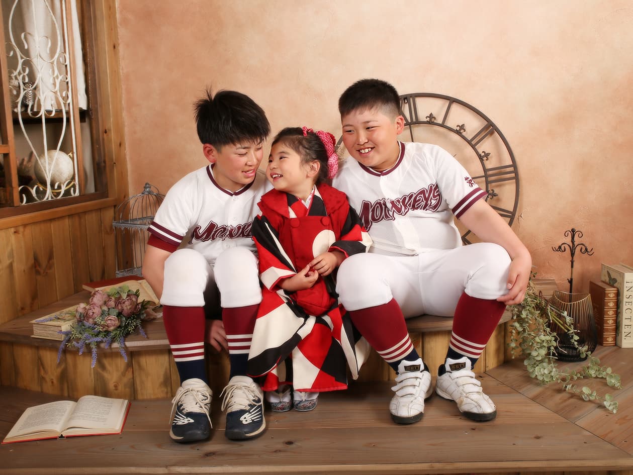 七五三・3歳女の子・被布・きょうだい撮影